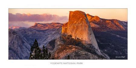 exposition photo, road trip ouest américain photos parcs nationaux USA photo en vanlife Yosemite National Park Half Dome Glacier Point sunset