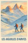 affiche illustrée artistique d'après photo des Aiguilles d'Arves