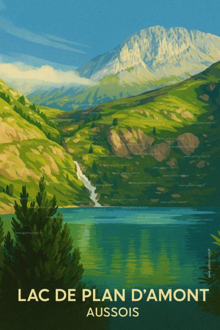 Le Lac de Plan d'Amont à Aussois près des barrages aux pieds de la Dent Parrachée et du rateau d'aussois