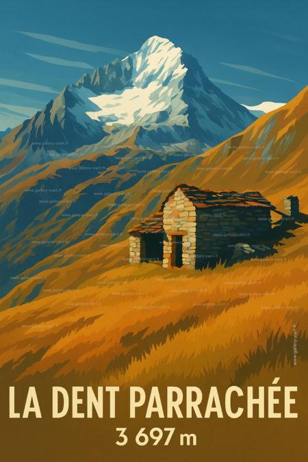 la dent parrachée ici avec un vieux chalet typique de Maurienne