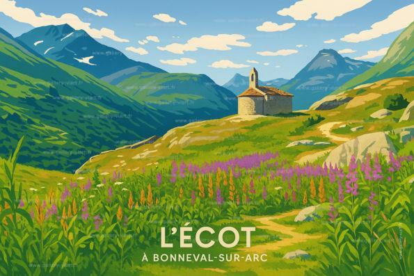 la hameau de l'écot à bonneval sur arc avec les épilobes