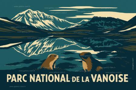 Poster mural de la Grande Casse, sommet alpin emblématique. Une affiche de la collection Les Alpes Illustrées.