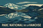Affiche rétro artistique de la Grande Casse, Savoie, inspirée du style vintage pour une déco montagne authentique.