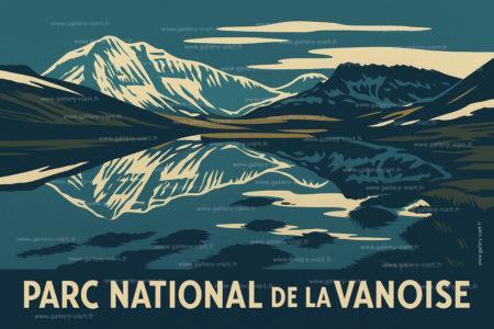 Affiche rétro artistique de la Grande Casse, Savoie, inspirée du style vintage pour une déco montagne authentique.