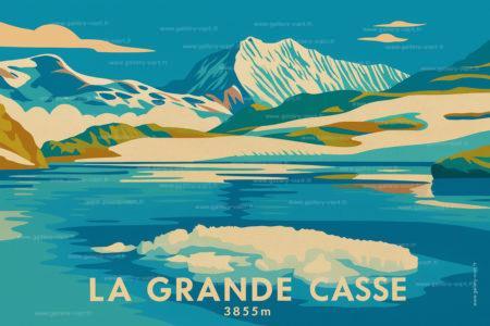 Poster unique de la Grande Casse, Alpes françaises, imprimé d’après photographie originale. Une création Les Alpes Illustrées.