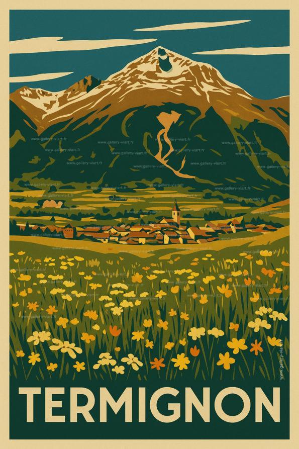 Poster Termignon – Alpes françaises – Affiche décorative montagne