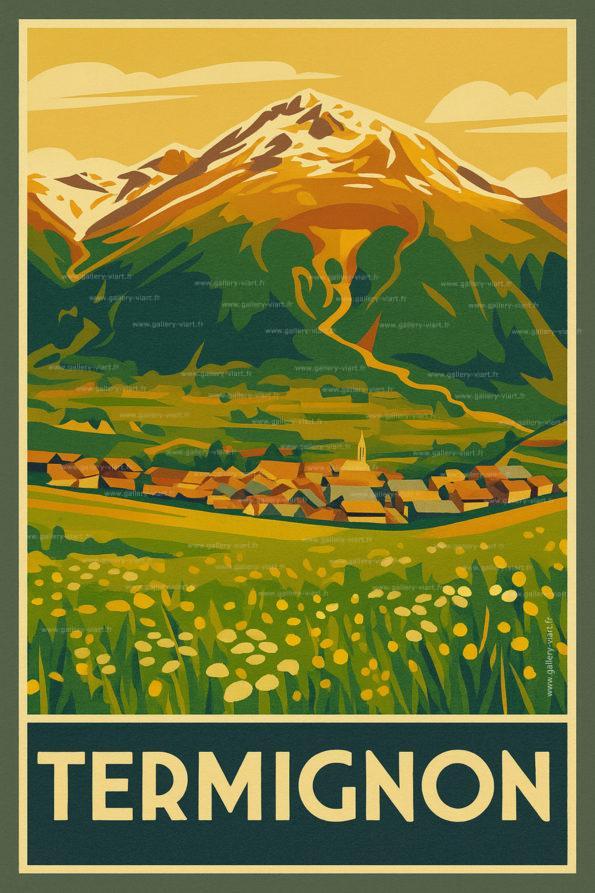 Affiche Termignon – Haute Maurienne Vanoise – Style vintage 1930
