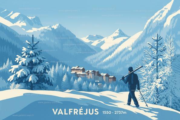 Affiche Valfréjus – Décoration murale montagne – Haute Maurienne Vanoise